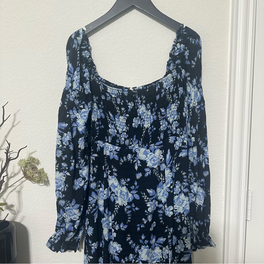 NWT Free People Jaymes Floral Print Square Neck Long Sleeves Midi Dress - Picture 12 of 14